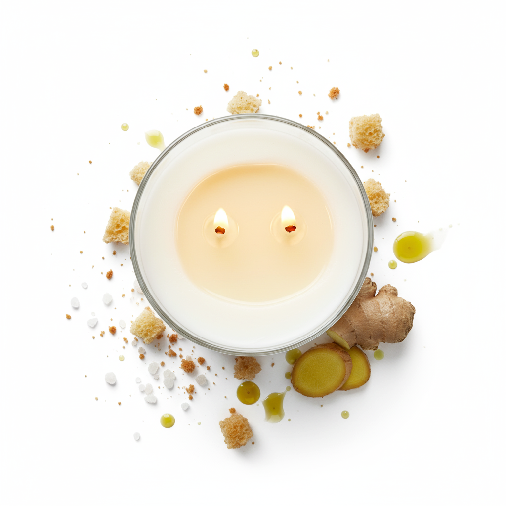 vela de cera vegetal. handmade 100% natural. gengibre. pan, aceite, sal